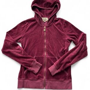 Juicy Couture Velvet Zip Hoodie in Burgundy